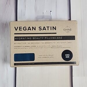 NEW In Box Teal Shine By Night Vegan Satin Hydrating Beauty Pillowcase King Size